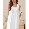 imageEkouaer Nightgowns for Women Cotton Long Night Gown Sleeveless Sleep Dress Victorian Nightdress Ladies Sleepwear SXXXLWhite