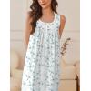 imageEkouaer Nightgowns for Women Cotton Long Night Gown Sleeveless Sleep Dress Victorian Nightdress Ladies Sleepwear SXXXLWhite Blue Florals