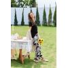 imageEkouaer Pajamas for Women Set Short Sleeve Pjs and Long Floral Print Pants Soft Sleepwear Casual Lounge Sets SXXLBlack Monstera