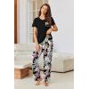 imageEkouaer Pajamas for Women Set Short Sleeve Pjs and Long Floral Print Pants Soft Sleepwear Casual Lounge Sets SXXLBlack Monstera