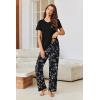 imageEkouaer Pajamas for Women Set Short Sleeve Pjs and Long Floral Print Pants Soft Sleepwear Casual Lounge Sets SXXLBlack White Floral