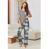 imageEkouaer Pajamas for Women Set Short Sleeve Pjs and Long Floral Print Pants Soft Sleepwear Casual Lounge Sets SXXLDark Gray Floral