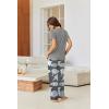 imageEkouaer Pajamas for Women Set Short Sleeve Pjs and Long Floral Print Pants Soft Sleepwear Casual Lounge Sets SXXLDark Gray Floral
