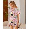 imageEkouaer Silk Satin Pajamas 2 Piece Pajamas for Women Set Button Down PJ Short Sleeve and Shorts Pjs Lounge Sets1pink With Tiger