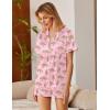 imageEkouaer Silk Satin Pajamas 2 Piece Pajamas for Women Set Button Down PJ Short Sleeve and Shorts Pjs Lounge Sets2pink With Cheetah
