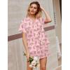 imageEkouaer Silk Satin Pajamas 2 Piece Pajamas for Women Set Button Down PJ Short Sleeve and Shorts Pjs Lounge Sets2pink With Cheetah
