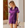 imageEkouaer Silk Satin Pajamas 2 Piece Pajamas for Women Set Button Down PJ Short Sleeve and Shorts Pjs Lounge SetsPurple