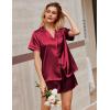 imageEkouaer Silk Satin Pajamas 2 Piece Pajamas for Women Set Button Down PJ Short Sleeve and Shorts Pjs Lounge SetsWine Red