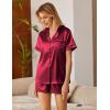 imageEkouaer Silk Satin Pajamas 2 Piece Pajamas for Women Set Button Down PJ Short Sleeve and Shorts Pjs Lounge SetsWine Red