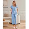 imageEkouaer Womens Cotton Pajamas Sets Short Sleeve Tops and Capri Pants Sleepwear Loungewear with PocketsBaby Blue