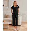 imageEkouaer Womens Cotton Pajamas Sets Short Sleeve Tops and Capri Pants Sleepwear Loungewear with PocketsBlack