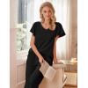 imageEkouaer Womens Cotton Pajamas Sets Short Sleeve Tops and Capri Pants Sleepwear Loungewear with PocketsBlack