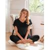 imageEkouaer Womens Cotton Pajamas Sets Short Sleeve Tops and Capri Pants Sleepwear Loungewear with PocketsBlack