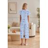 imageEkouaer Womens Cotton Pajamas Sets Short Sleeve Tops and Capri Pants Sleepwear Loungewear with PocketsBlue Star Moon