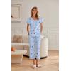 imageEkouaer Womens Cotton Pajamas Sets Short Sleeve Tops and Capri Pants Sleepwear Loungewear with PocketsBlue Star Moon