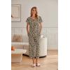 imageEkouaer Womens Cotton Pajamas Sets Short Sleeve Tops and Capri Pants Sleepwear Loungewear with PocketsBrown Leopard