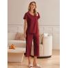 imageEkouaer Womens Cotton Pajamas Sets Short Sleeve Tops and Capri Pants Sleepwear Loungewear with PocketsBurgundy
