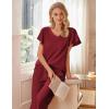 imageEkouaer Womens Cotton Pajamas Sets Short Sleeve Tops and Capri Pants Sleepwear Loungewear with PocketsBurgundy