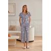 imageEkouaer Womens Cotton Pajamas Sets Short Sleeve Tops and Capri Pants Sleepwear Loungewear with PocketsCoffee Cup