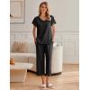 imageEkouaer Womens Cotton Pajamas Sets Short Sleeve Tops and Capri Pants Sleepwear Loungewear with PocketsDark Gray