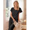 imageEkouaer Womens Cotton Pajamas Sets Short Sleeve Tops and Capri Pants Sleepwear Loungewear with PocketsDark Gray
