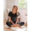 imageEkouaer Womens Cotton Pajamas Sets Short Sleeve Tops and Capri Pants Sleepwear Loungewear with PocketsDark Gray