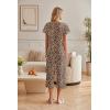 imageEkouaer Womens Cotton Pajamas Sets Short Sleeve Tops and Capri Pants Sleepwear Loungewear with PocketsLeopard Print