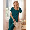 imageEkouaer Womens Cotton Pajamas Sets Short Sleeve Tops and Capri Pants Sleepwear Loungewear with PocketsMarine Blue