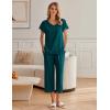 imageEkouaer Womens Cotton Pajamas Sets Short Sleeve Tops and Capri Pants Sleepwear Loungewear with PocketsMarine Blue