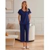 imageEkouaer Womens Cotton Pajamas Sets Short Sleeve Tops and Capri Pants Sleepwear Loungewear with PocketsNavy Blue
