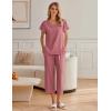 imageEkouaer Womens Cotton Pajamas Sets Short Sleeve Tops and Capri Pants Sleepwear Loungewear with PocketsPale Violet Red