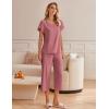 imageEkouaer Womens Cotton Pajamas Sets Short Sleeve Tops and Capri Pants Sleepwear Loungewear with PocketsPale Violet Red