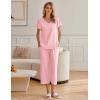 imageEkouaer Womens Cotton Pajamas Sets Short Sleeve Tops and Capri Pants Sleepwear Loungewear with PocketsPink