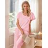 imageEkouaer Womens Cotton Pajamas Sets Short Sleeve Tops and Capri Pants Sleepwear Loungewear with PocketsPink