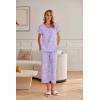 imageEkouaer Womens Cotton Pajamas Sets Short Sleeve Tops and Capri Pants Sleepwear Loungewear with PocketsPurple Love Star