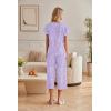 imageEkouaer Womens Cotton Pajamas Sets Short Sleeve Tops and Capri Pants Sleepwear Loungewear with PocketsPurple Love Star