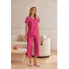 imageEkouaer Womens Cotton Pajamas Sets Short Sleeve Tops and Capri Pants Sleepwear Loungewear with PocketsRose