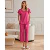 imageEkouaer Womens Cotton Pajamas Sets Short Sleeve Tops and Capri Pants Sleepwear Loungewear with PocketsRose