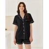 imageEkouaer Womens Waffle Knit Pajama Sets Short Sleeve Button Down Sleepwear Cozy Loungewear 2 Piece Pjs Shorts SetBlack