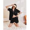 imageEkouaer Womens Waffle Knit Pajama Sets Short Sleeve Button Down Sleepwear Cozy Loungewear 2 Piece Pjs Shorts SetBlack