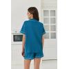 imageEkouaer Womens Waffle Knit Pajama Sets Short Sleeve Button Down Sleepwear Cozy Loungewear 2 Piece Pjs Shorts SetDark Blue