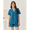 imageEkouaer Womens Waffle Knit Pajama Sets Short Sleeve Button Down Sleepwear Cozy Loungewear 2 Piece Pjs Shorts SetDark Blue