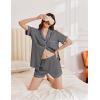 imageEkouaer Womens Waffle Knit Pajama Sets Short Sleeve Button Down Sleepwear Cozy Loungewear 2 Piece Pjs Shorts SetDark Gray