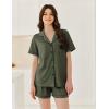 imageEkouaer Womens Waffle Knit Pajama Sets Short Sleeve Button Down Sleepwear Cozy Loungewear 2 Piece Pjs Shorts SetDark Olive Green
