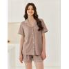 imageEkouaer Womens Waffle Knit Pajama Sets Short Sleeve Button Down Sleepwear Cozy Loungewear 2 Piece Pjs Shorts SetKhaki