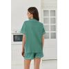 imageEkouaer Womens Waffle Knit Pajama Sets Short Sleeve Button Down Sleepwear Cozy Loungewear 2 Piece Pjs Shorts SetMedium Sea Green