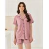 imageEkouaer Womens Waffle Knit Pajama Sets Short Sleeve Button Down Sleepwear Cozy Loungewear 2 Piece Pjs Shorts SetOld Rose