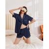 imageEkouaer Womens Waffle Knit Pajama Sets Short Sleeve Button Down Sleepwear Cozy Loungewear 2 Piece Pjs Shorts SetPrussian Blue