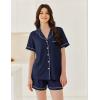 imageEkouaer Womens Waffle Knit Pajama Sets Short Sleeve Button Down Sleepwear Cozy Loungewear 2 Piece Pjs Shorts SetPrussian Blue