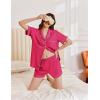 imageEkouaer Womens Waffle Knit Pajama Sets Short Sleeve Button Down Sleepwear Cozy Loungewear 2 Piece Pjs Shorts SetRose